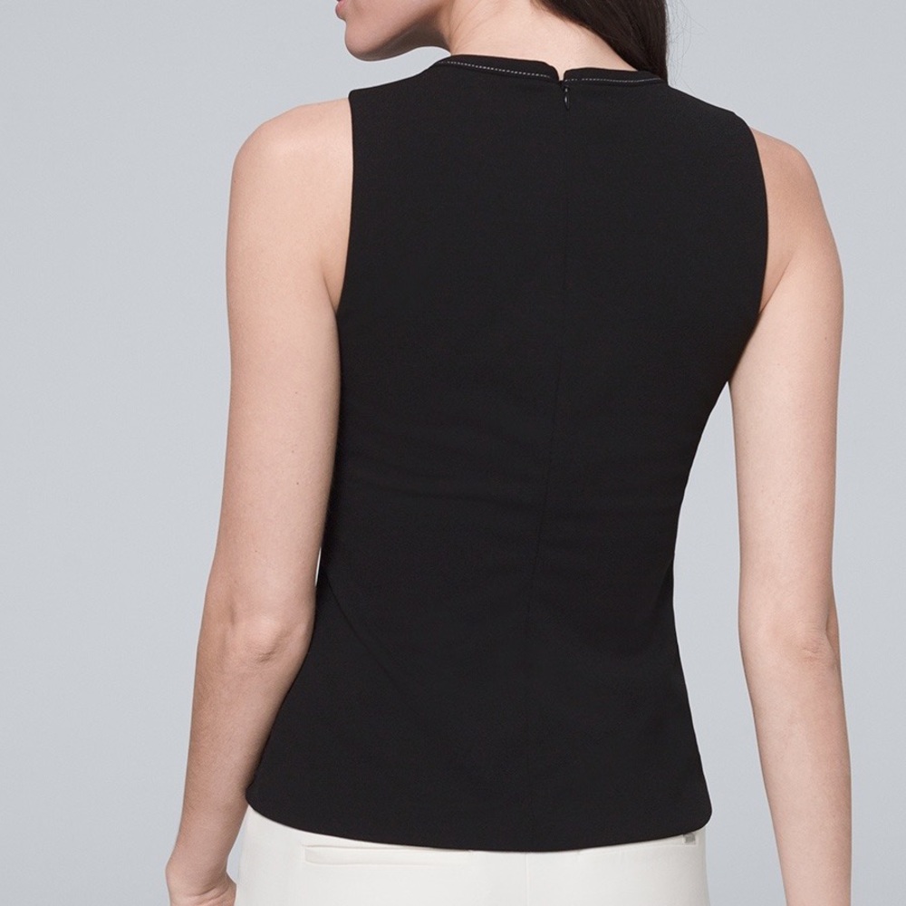 White House Black Market Black Crepe Shell Size L - Picture 2 of 11